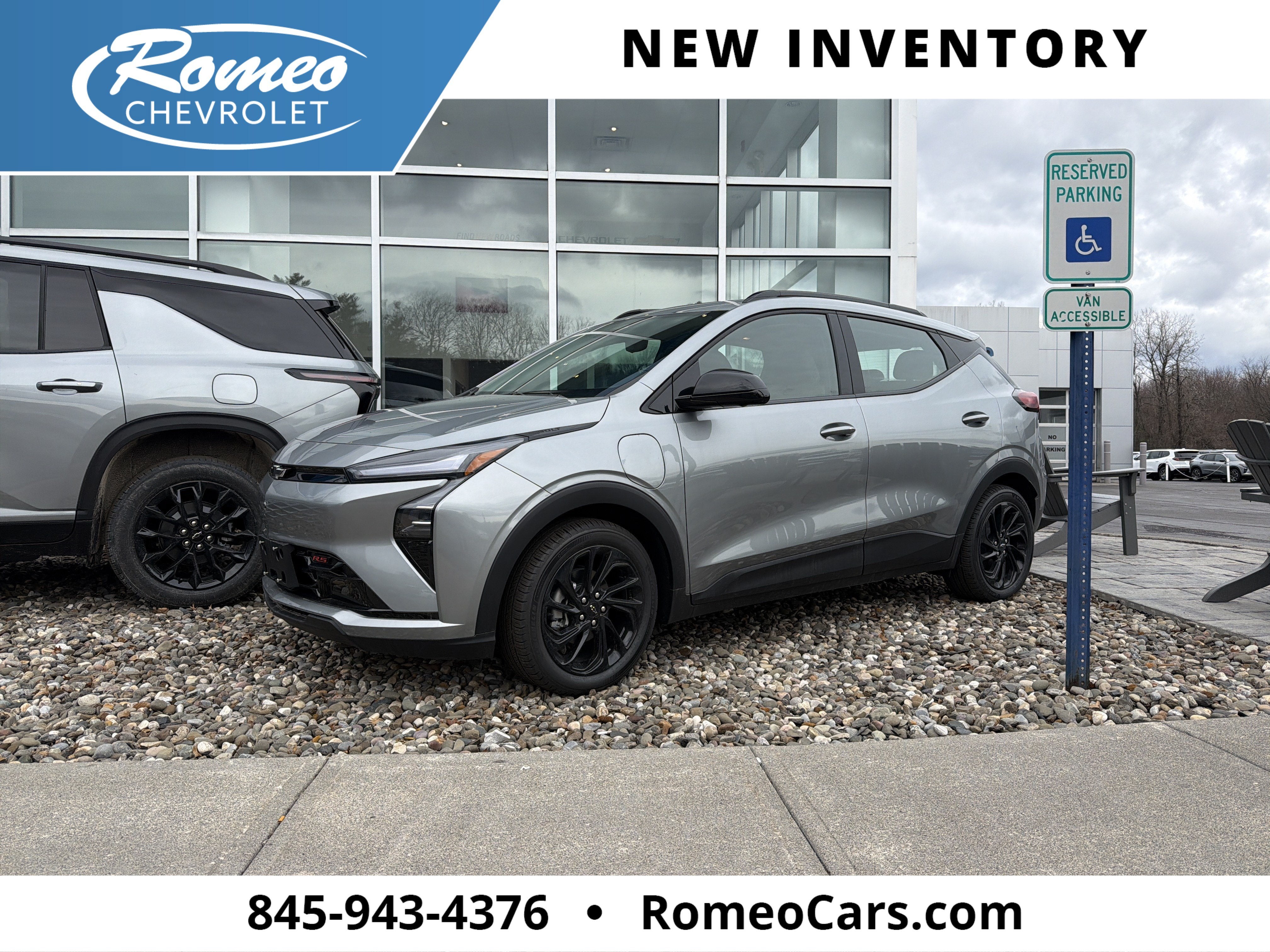 2027 Chevrolet Bolt RS in Sterling Grey Metallic — front three-quarter view