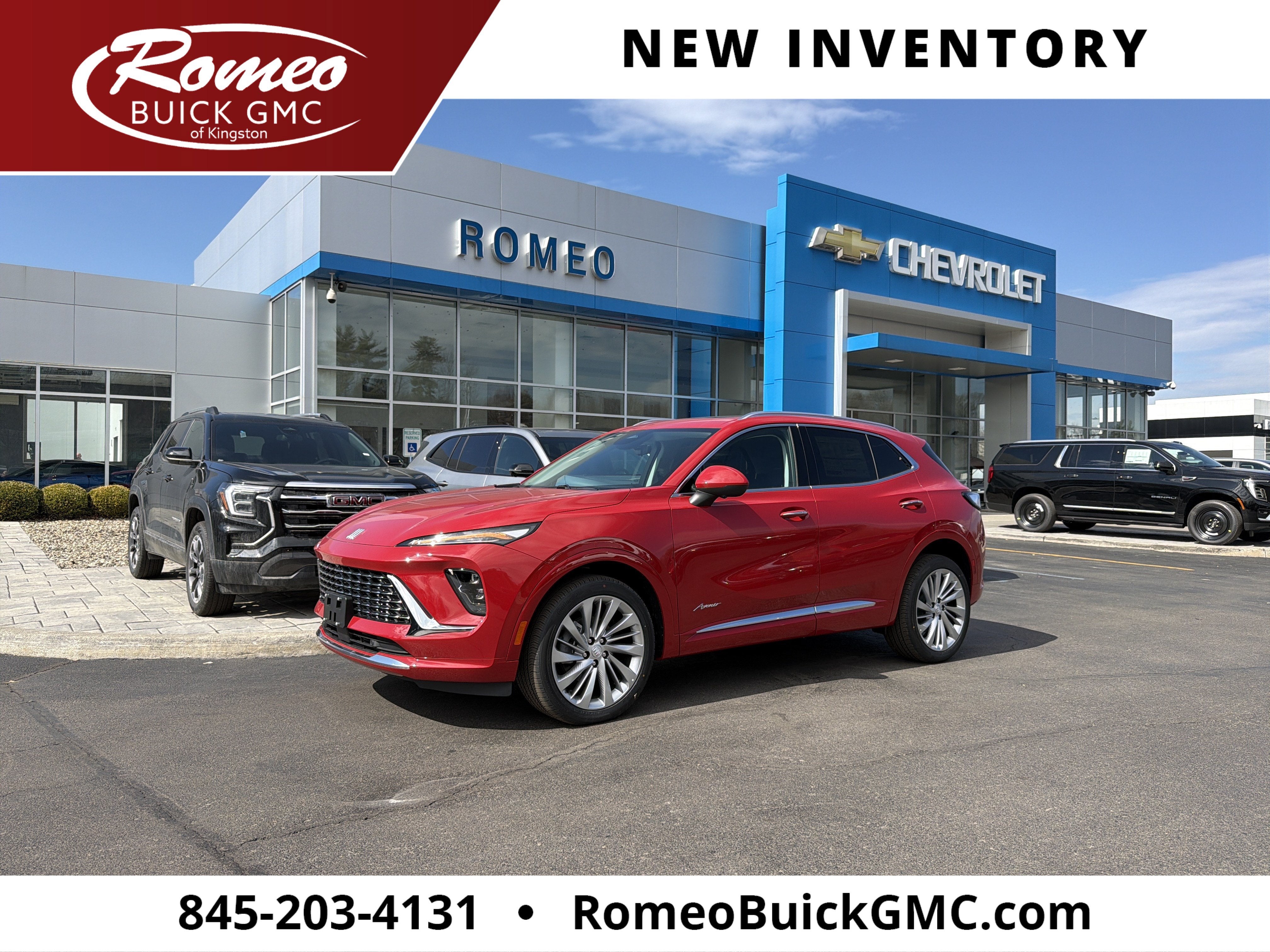 2026 Buick Envision Avenir in Brilliant Red — front three-quarter view