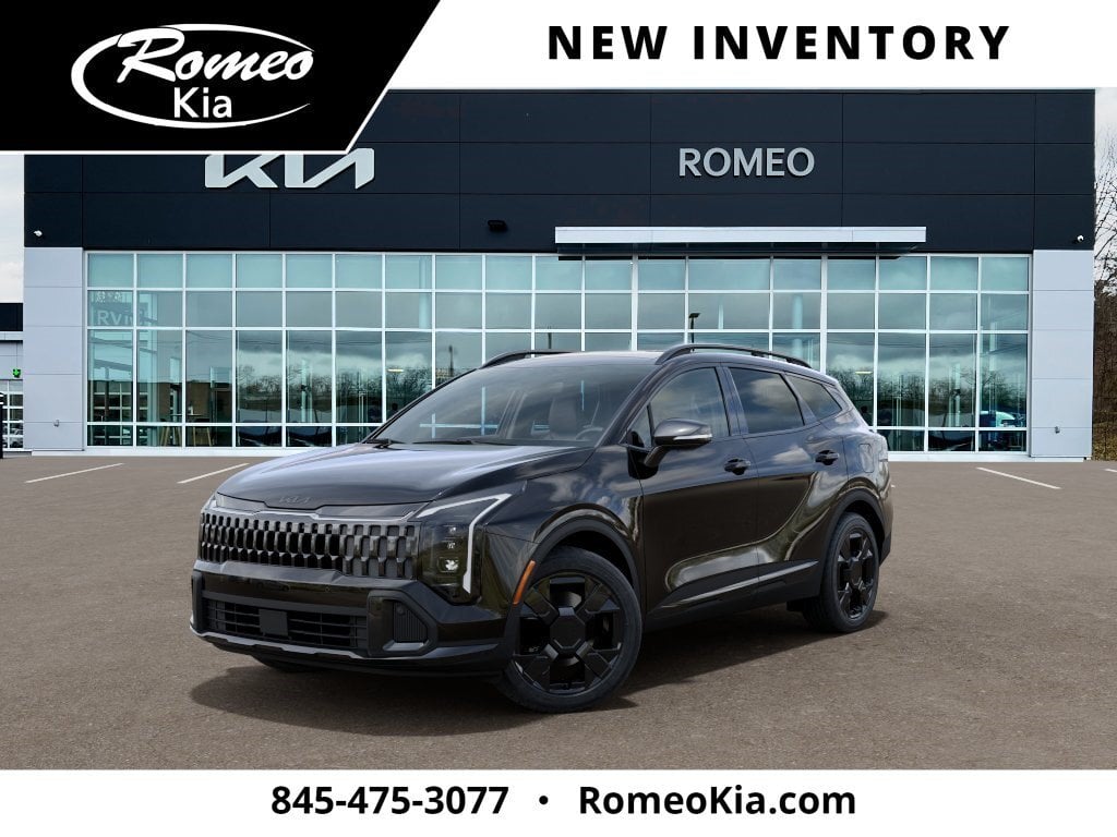 2026 Kia Sportage X-Line in Ebony Black — front three-quarter view