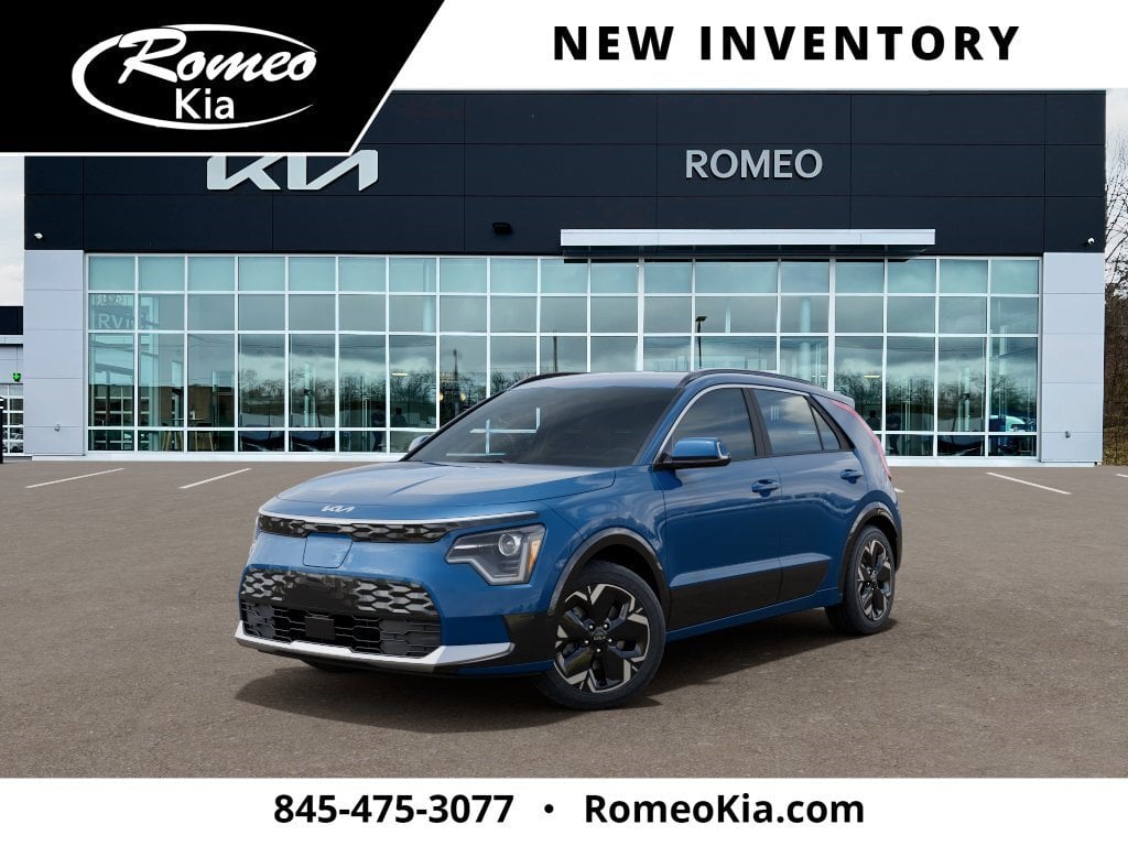 2026 Kia Niro EV Wind in Mineral Blue — front three-quarter view