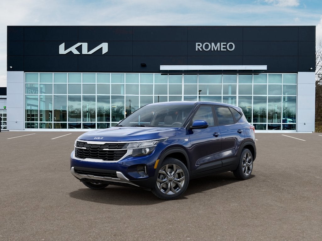 2026 Kia Seltos LX in Dark Ocean Blue — front three-quarter view