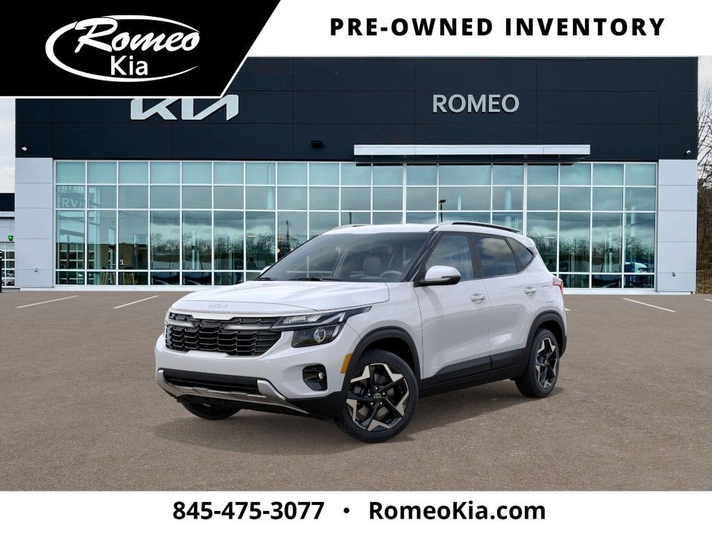 2026 Kia Seltos S in Snow White Pearl — front three-quarter view