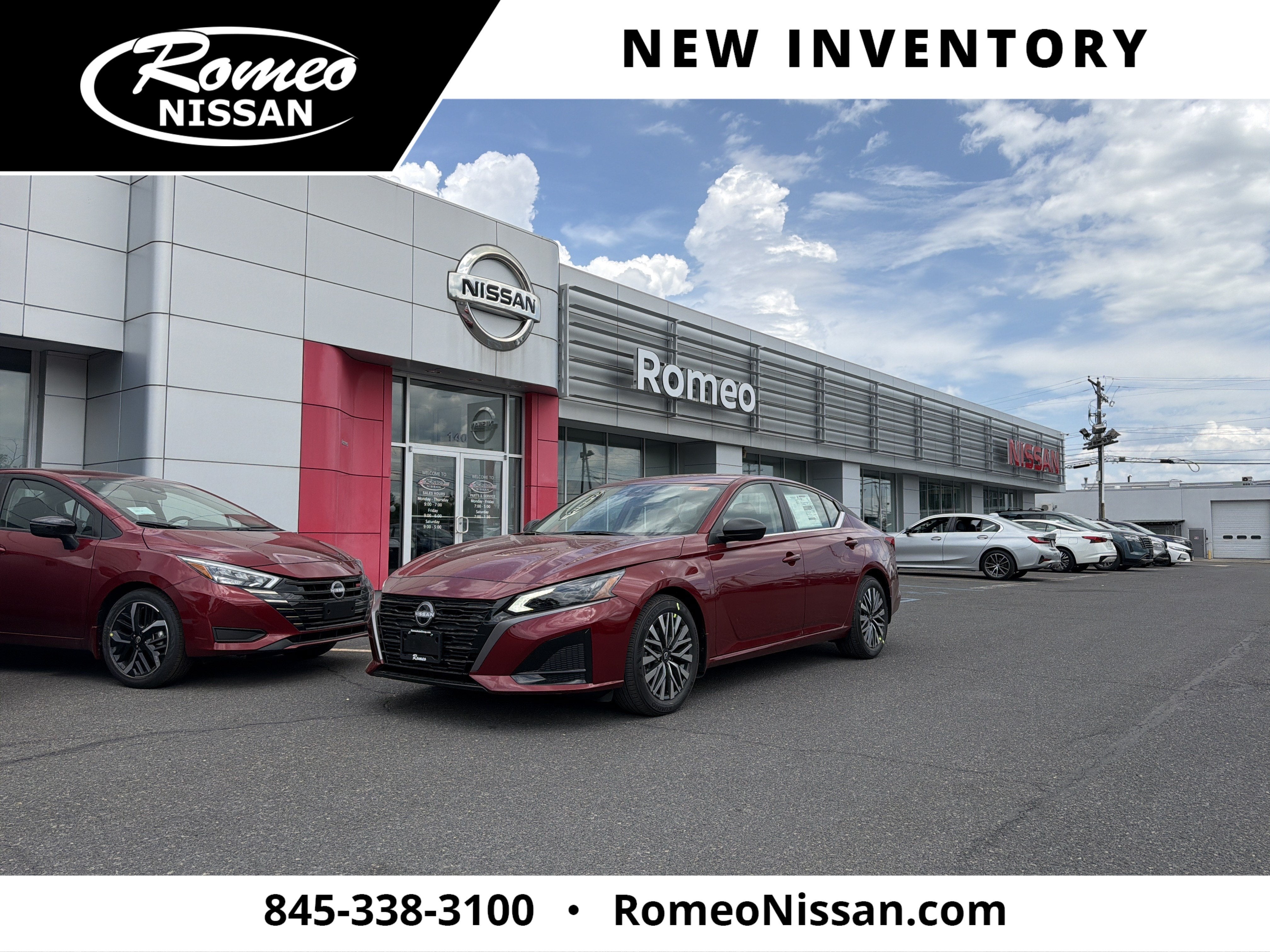 2026 Nissan Altima SV in Scarlet Ember Tintcoat — front three-quarter view