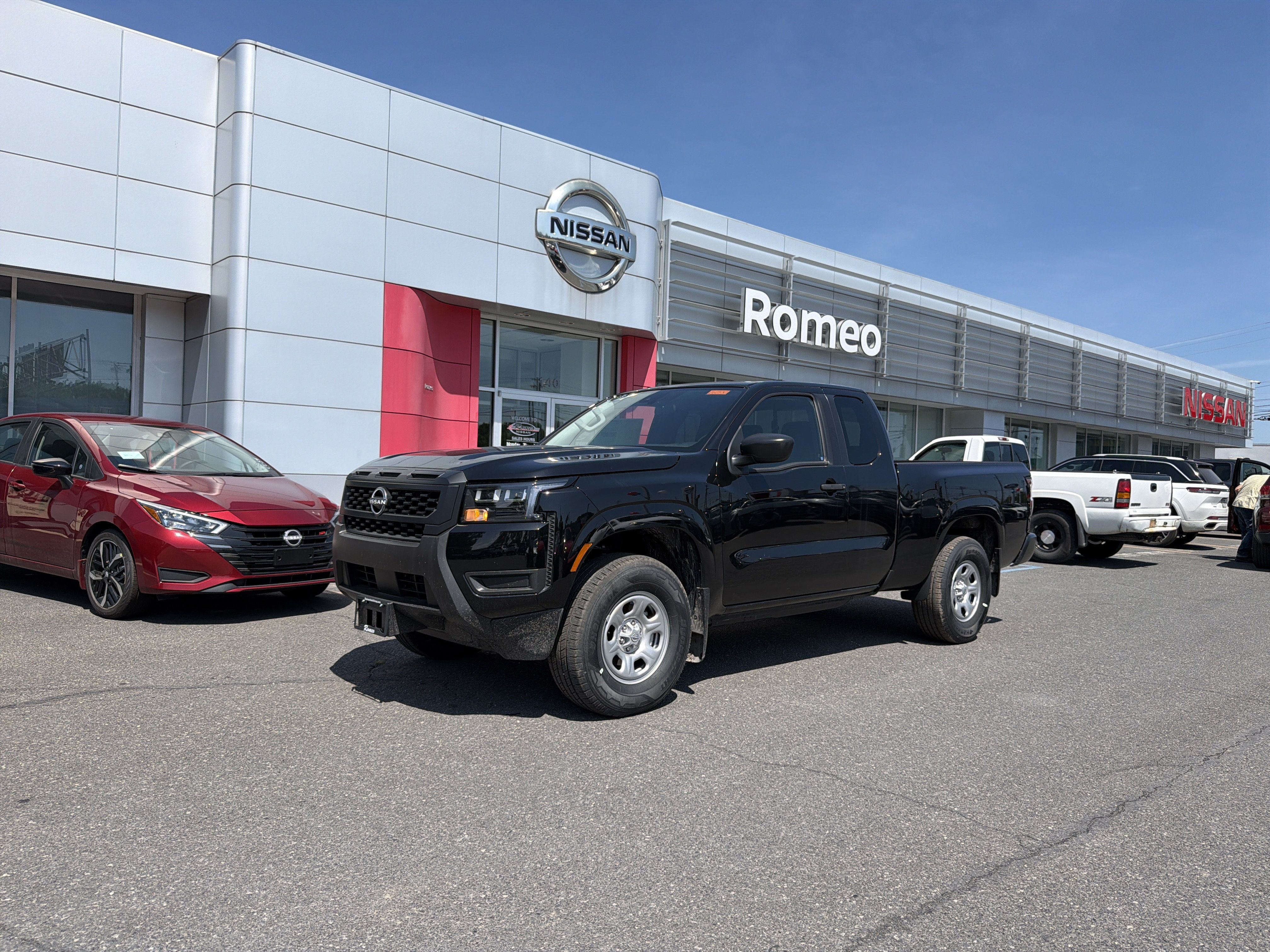2026 Nissan Frontier S in Super Black — front three-quarter view