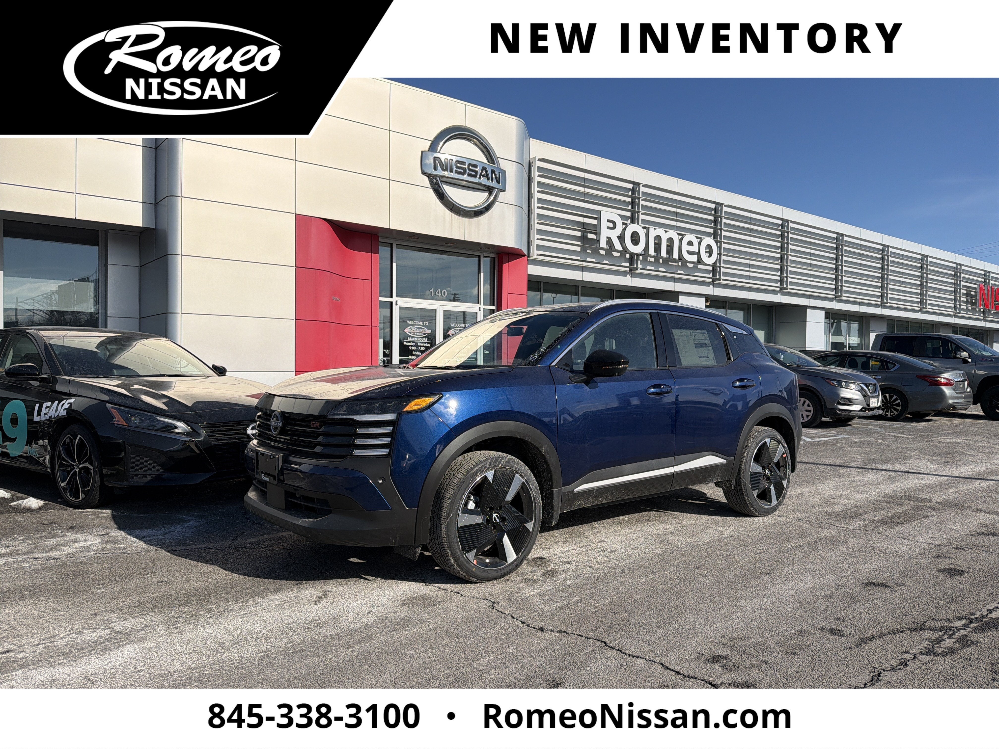 2026 Nissan Kicks SR in Deep Blue Pearl — front three-quarter view
