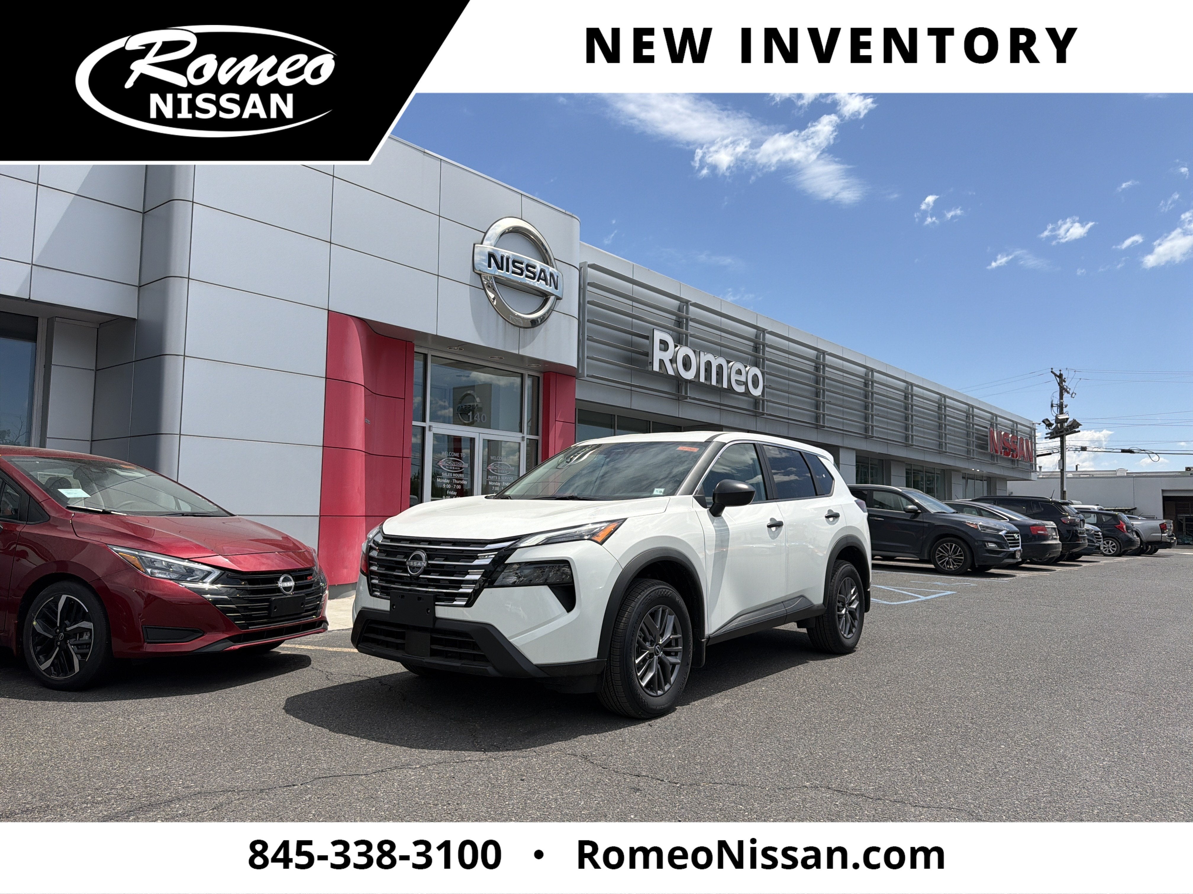 2026 Nissan Rogue S in Glacier White — front three-quarter view