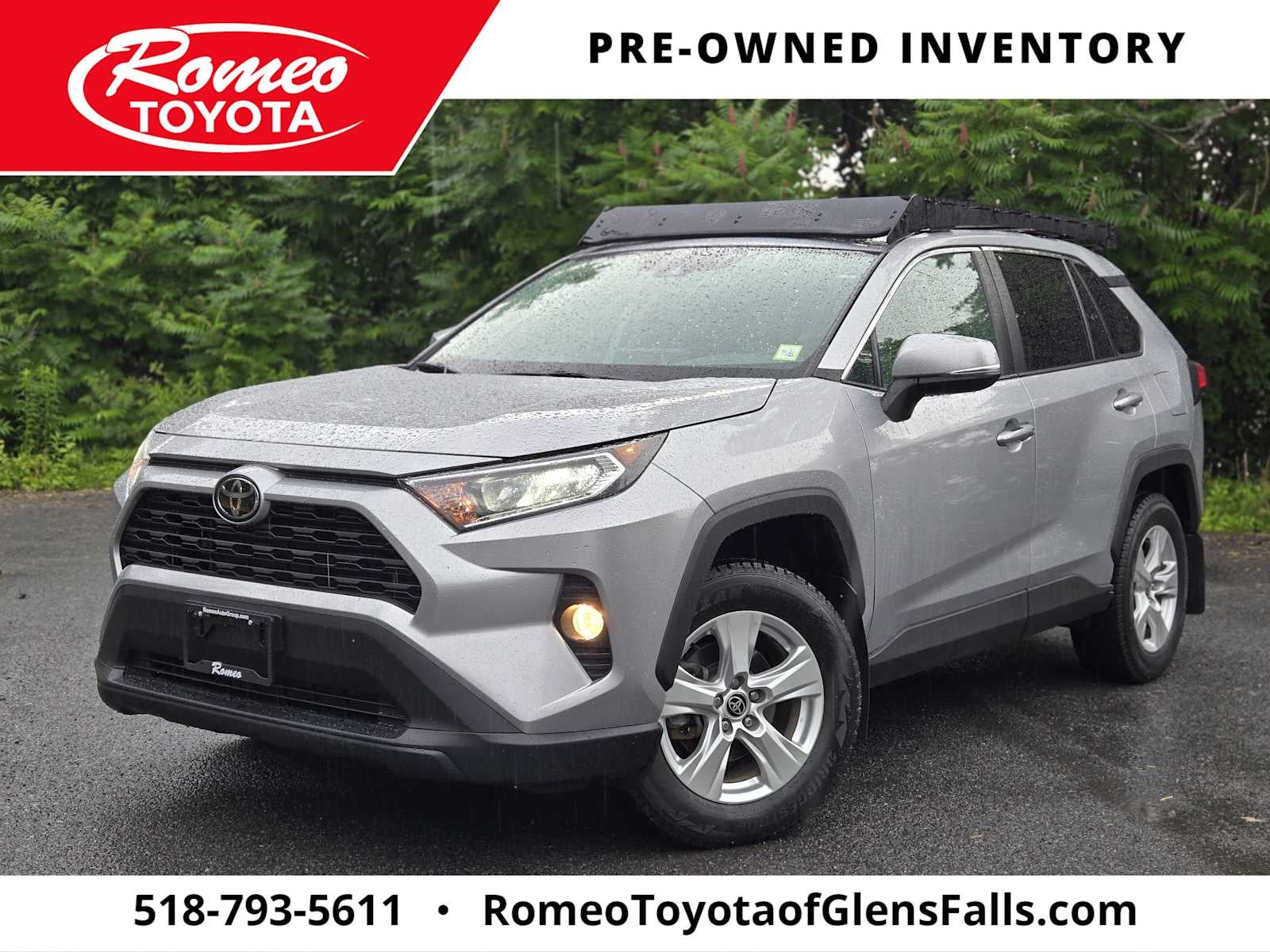 2021 Toyota RAV4 XLE in Silver Sky Metallic — front three-quarter view