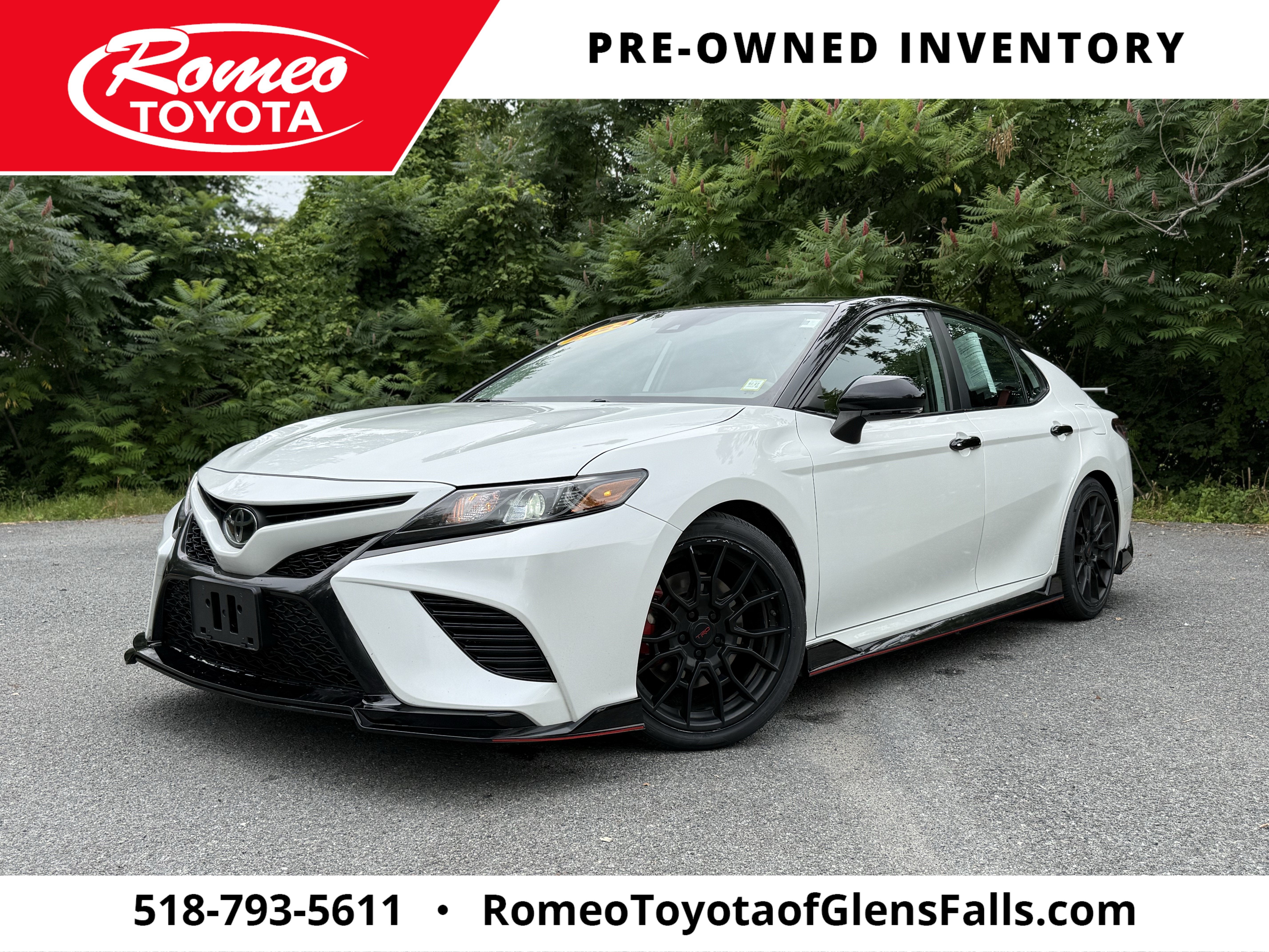 2023 Toyota Camry TRD V6 in Midnight Black Metallic — front three-quarter view