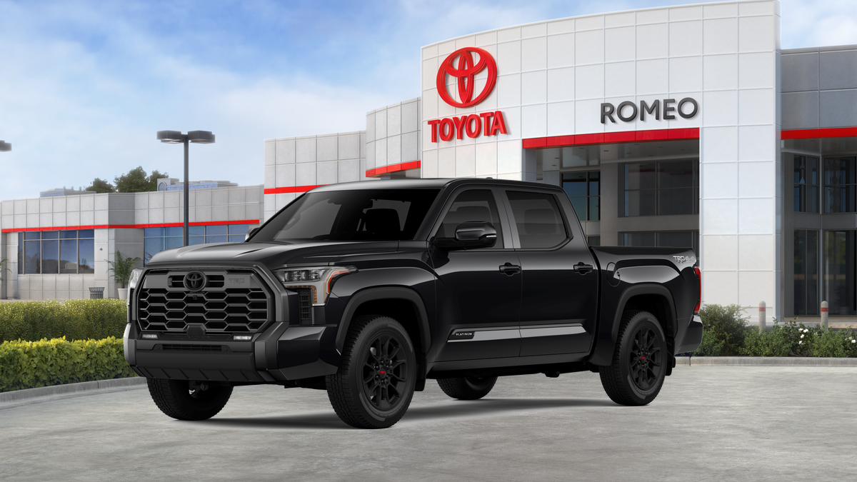 2026 Toyota Tundra Platinum in Midnight Black Metallic — front three-quarter view