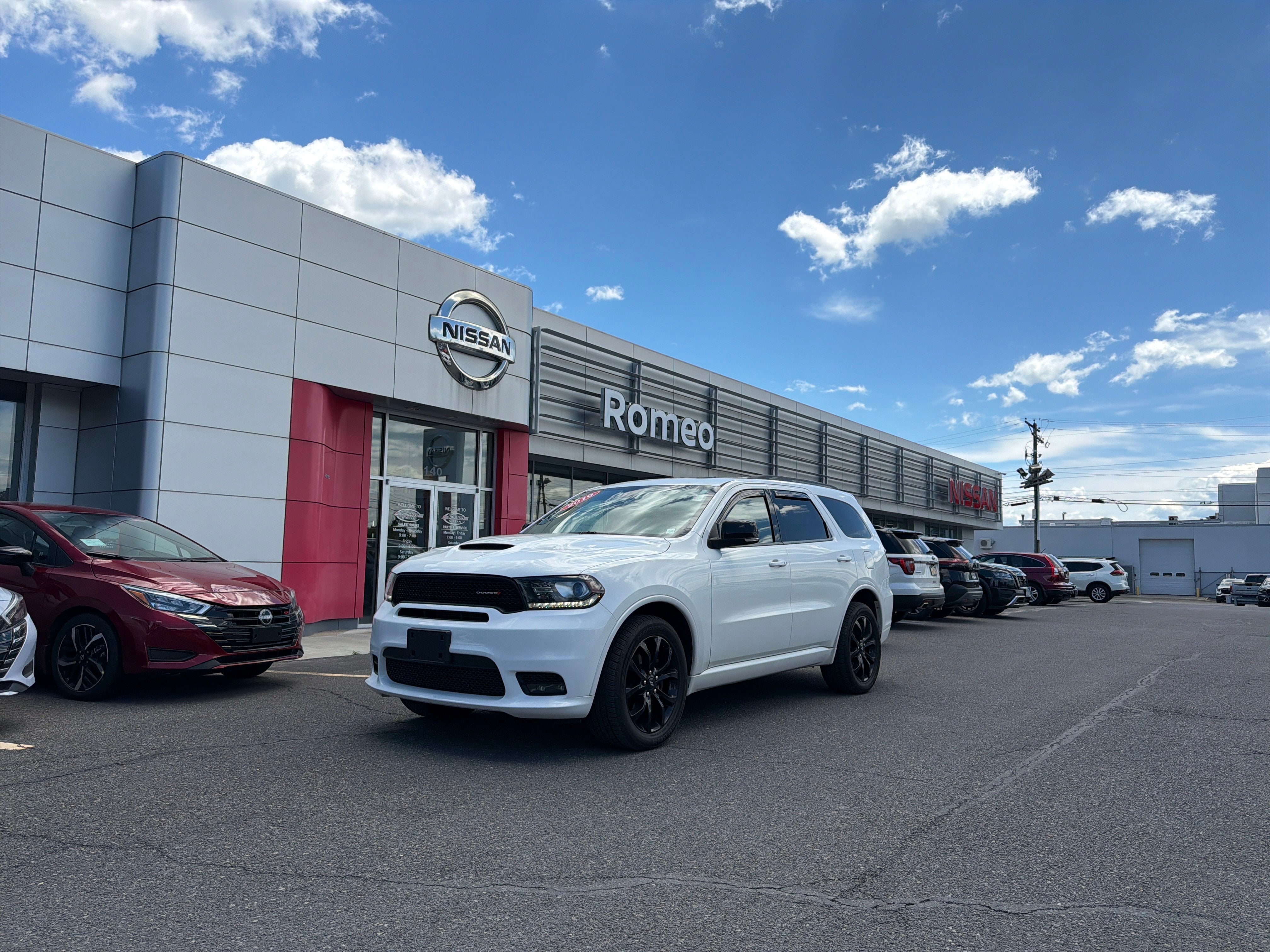2019 Dodge Durango GT Plus in Vice White — front three-quarter view