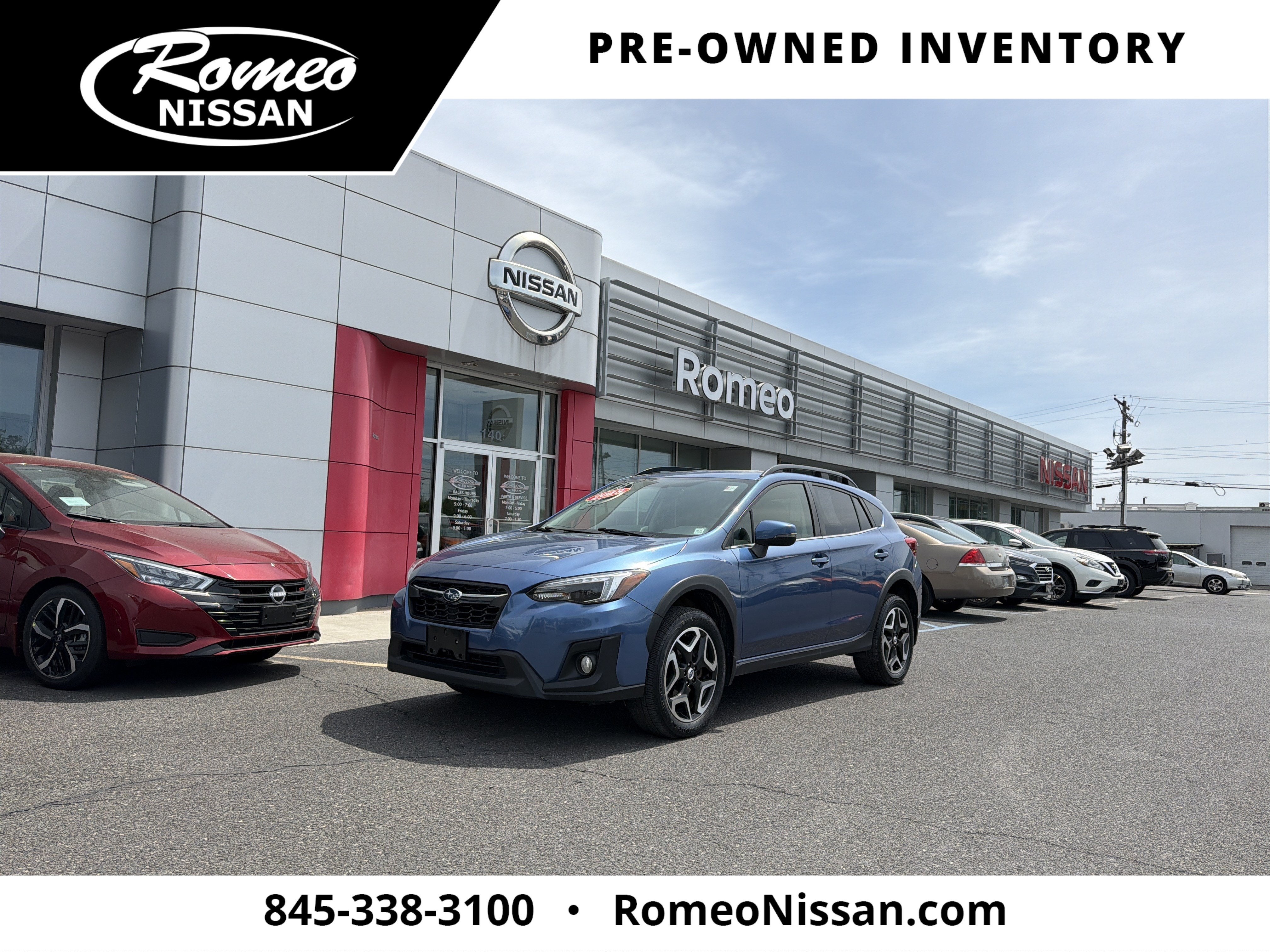 2018 Subaru Crosstrek 2.0i Limited in Quartz Blue Pearl — front three-quarter view