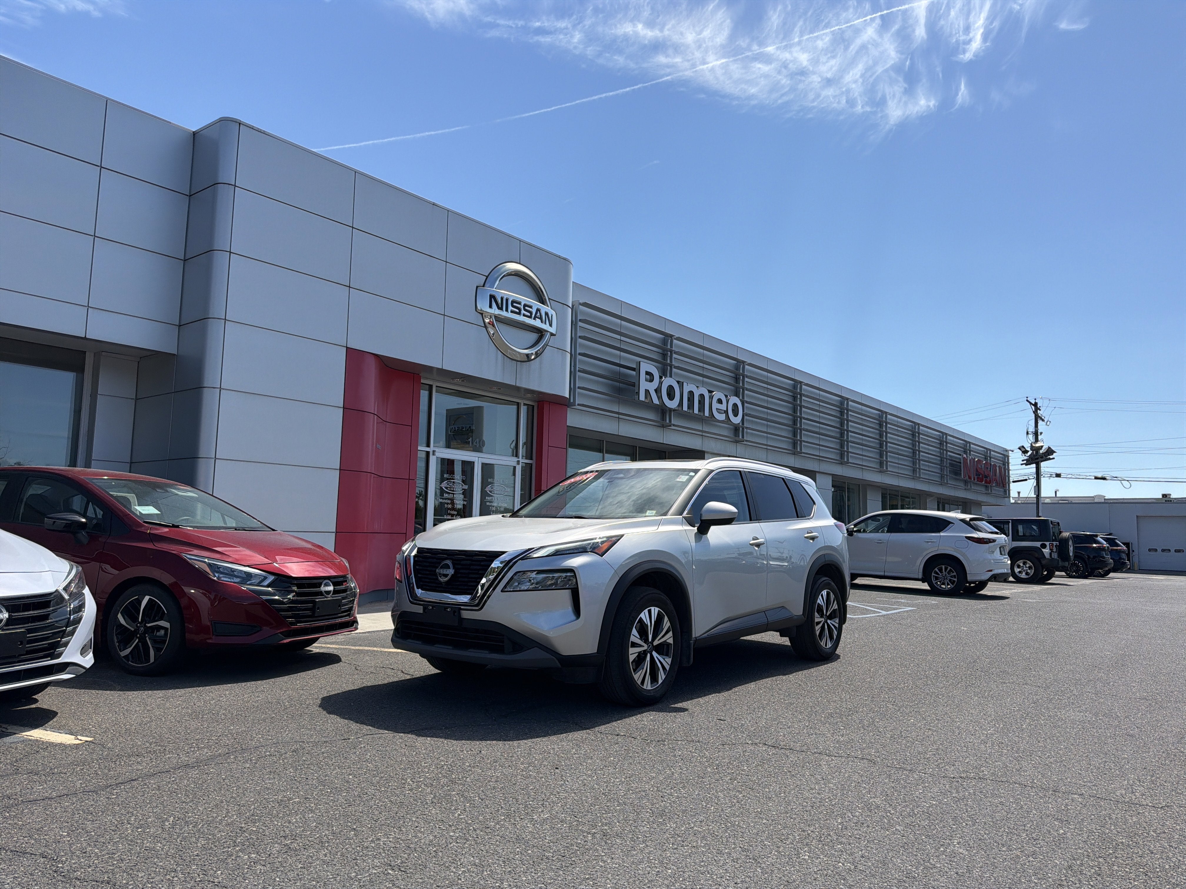 2023 Nissan Rogue SV in Brilliant Silver Metallic — front three-quarter view