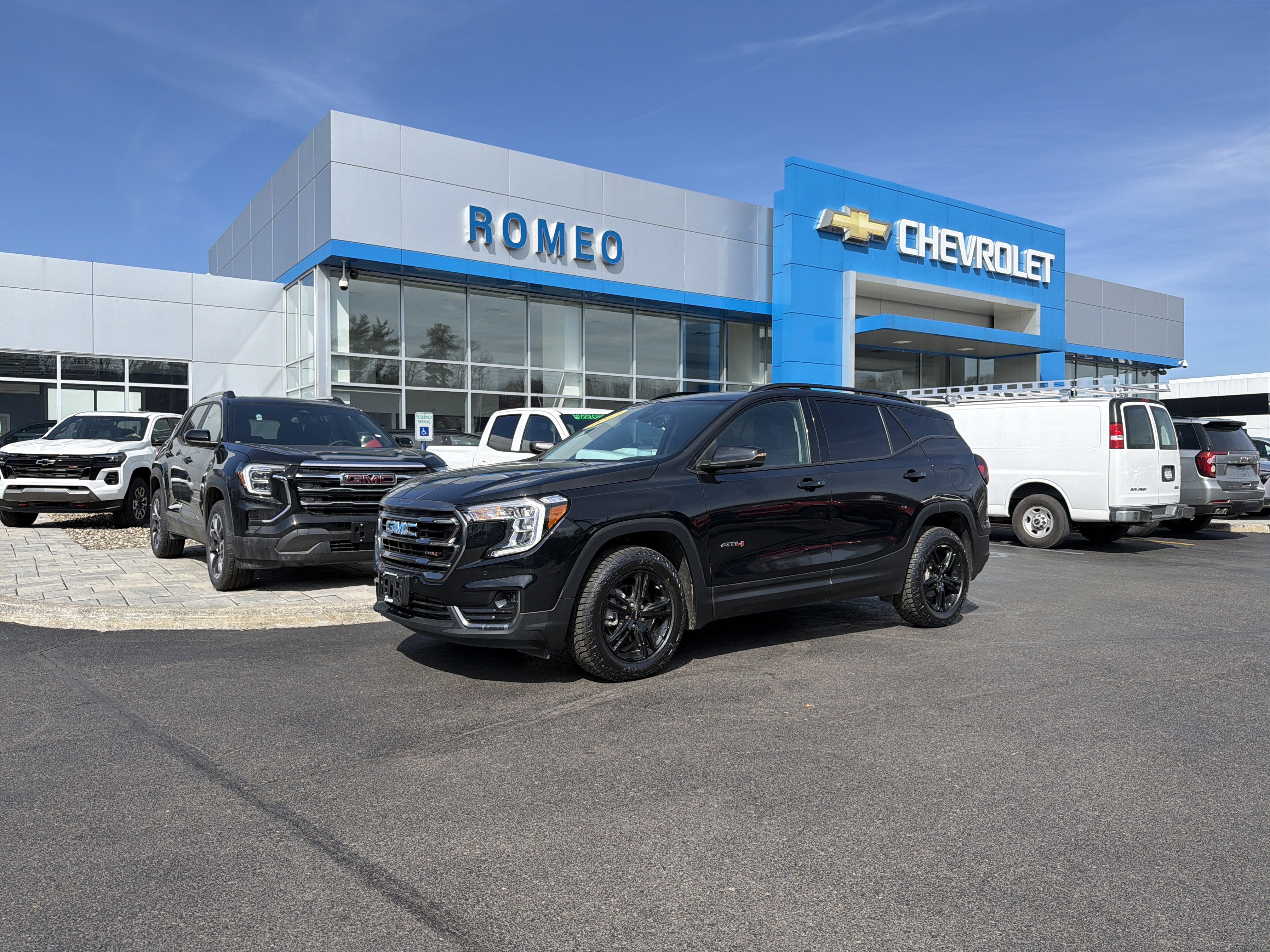 2022 GMC Terrain AT4 in Ebony Twilight Metallic — front three-quarter view