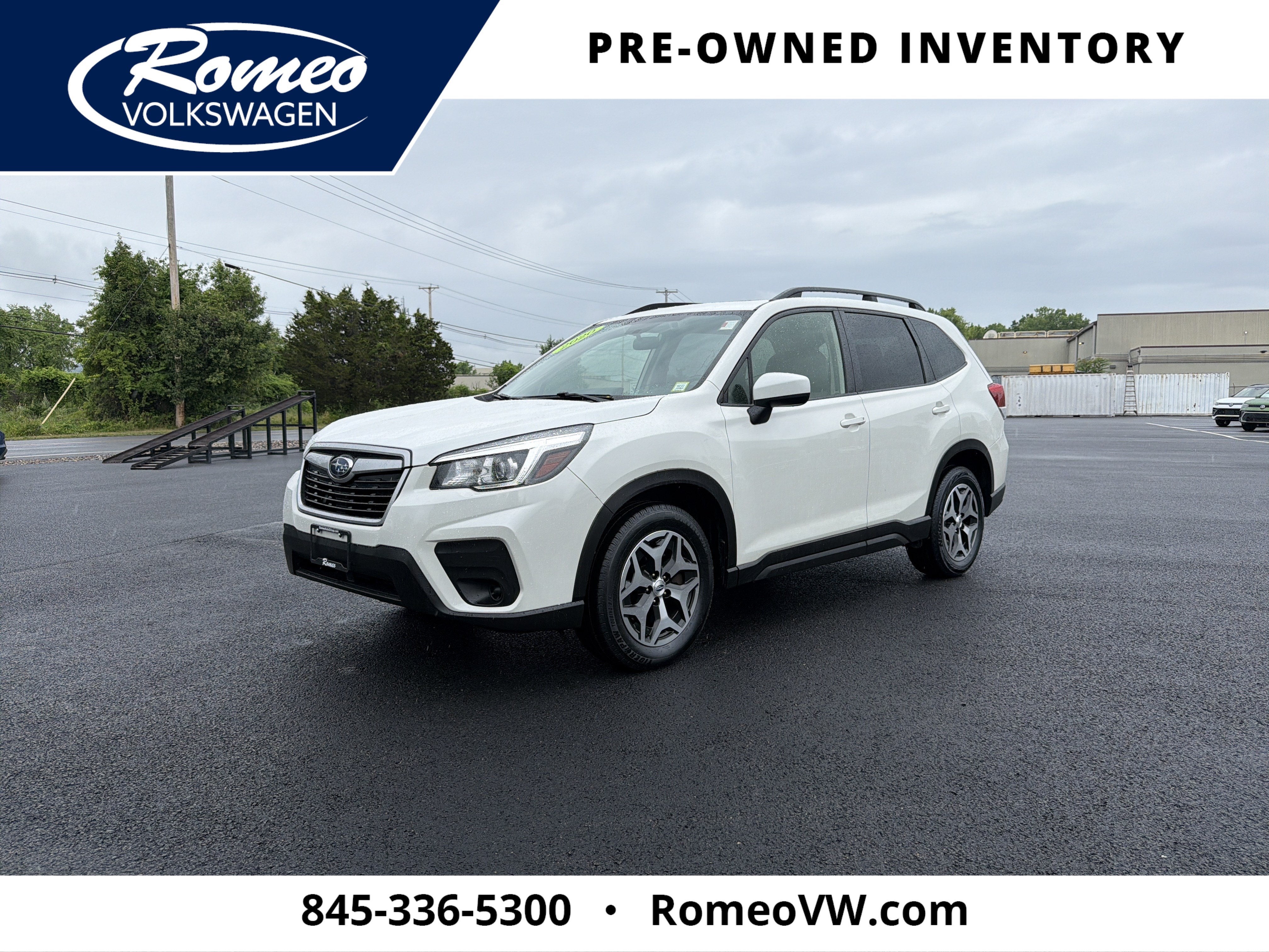 2020 Subaru Forester Premium in Crystal White Pearl — front three-quarter view
