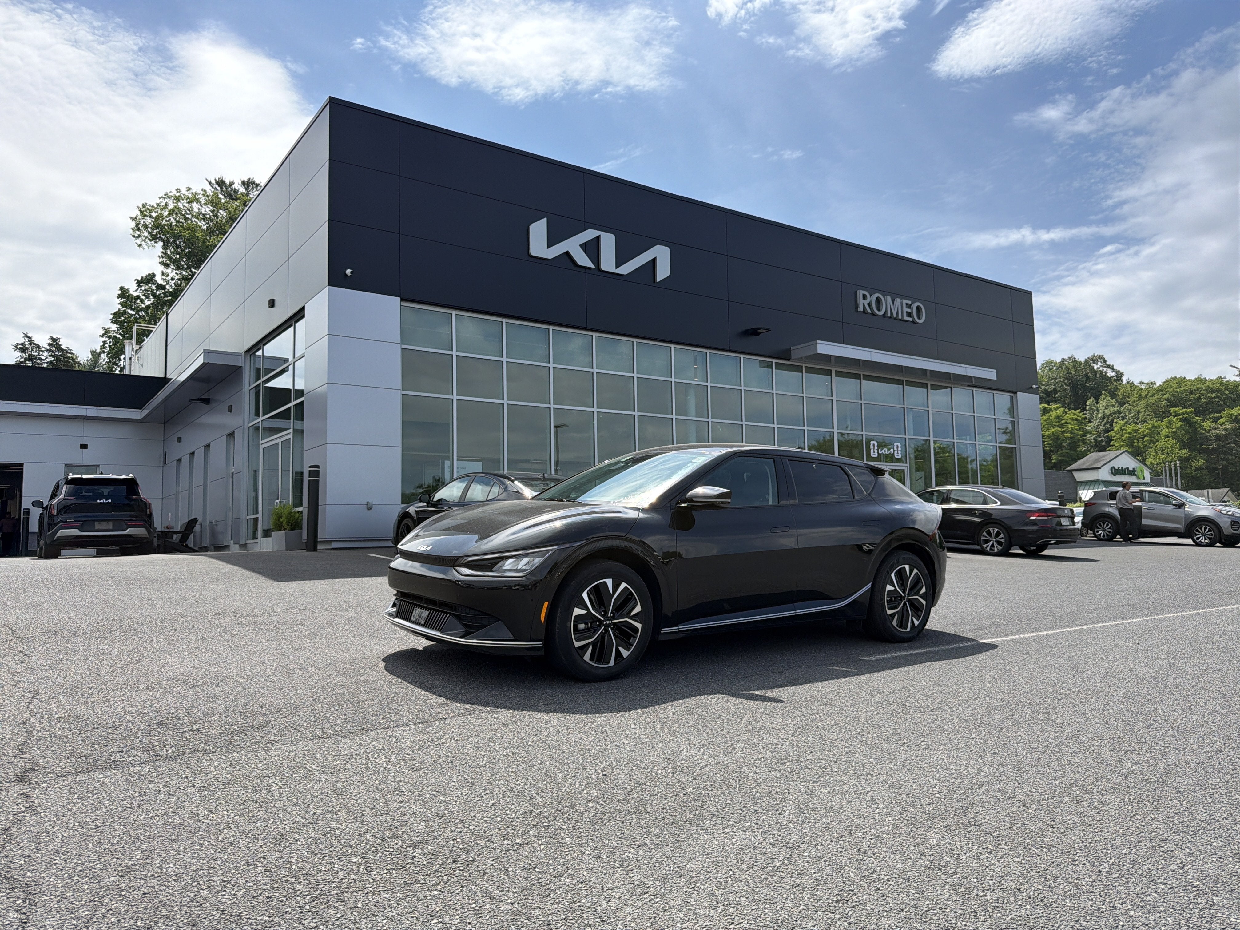 2024 Kia EV6 Wind in Aurora Black Pearl — front three-quarter view