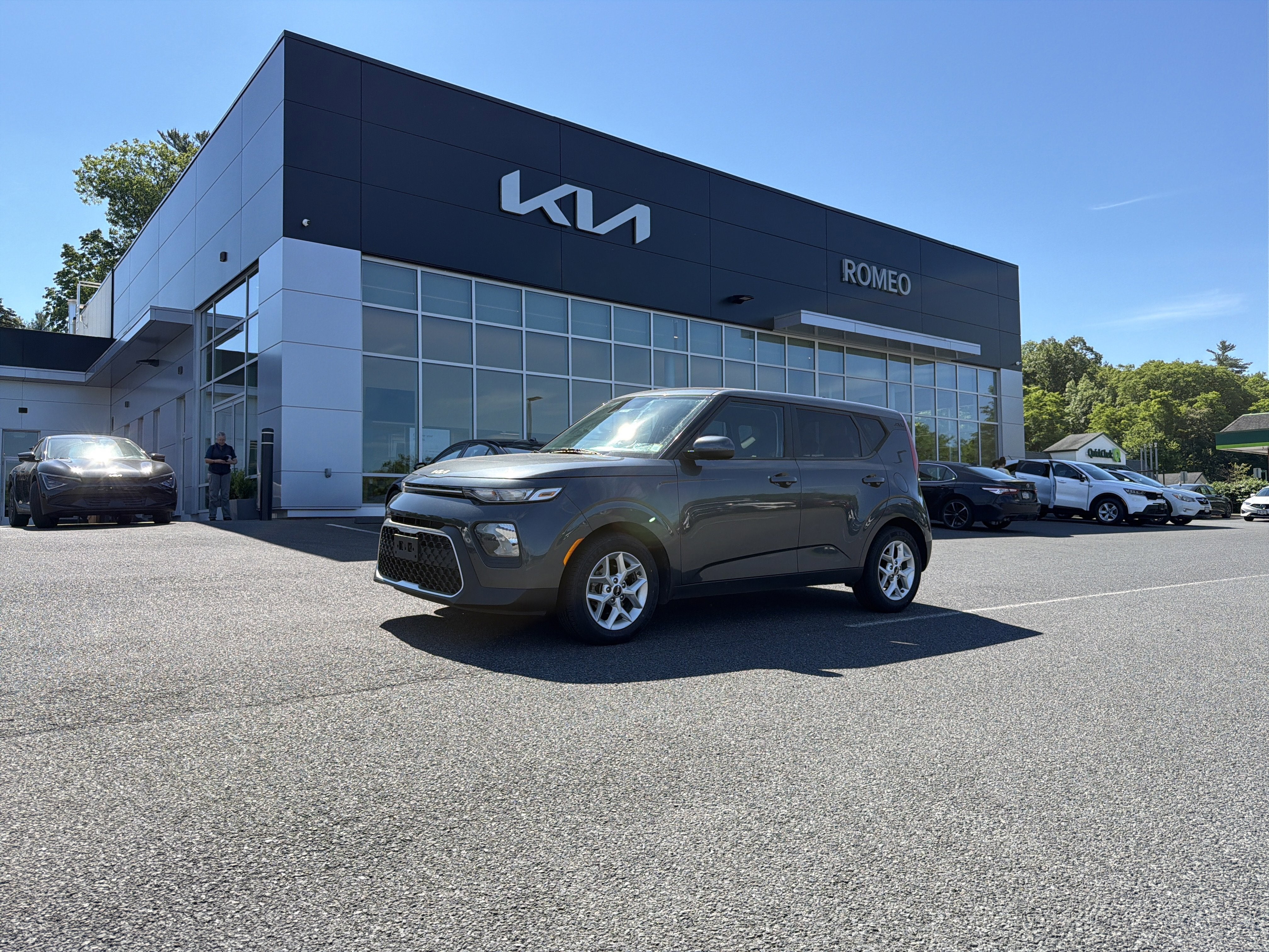 2022 Kia Soul LX in Gravity Gray — front three-quarter view