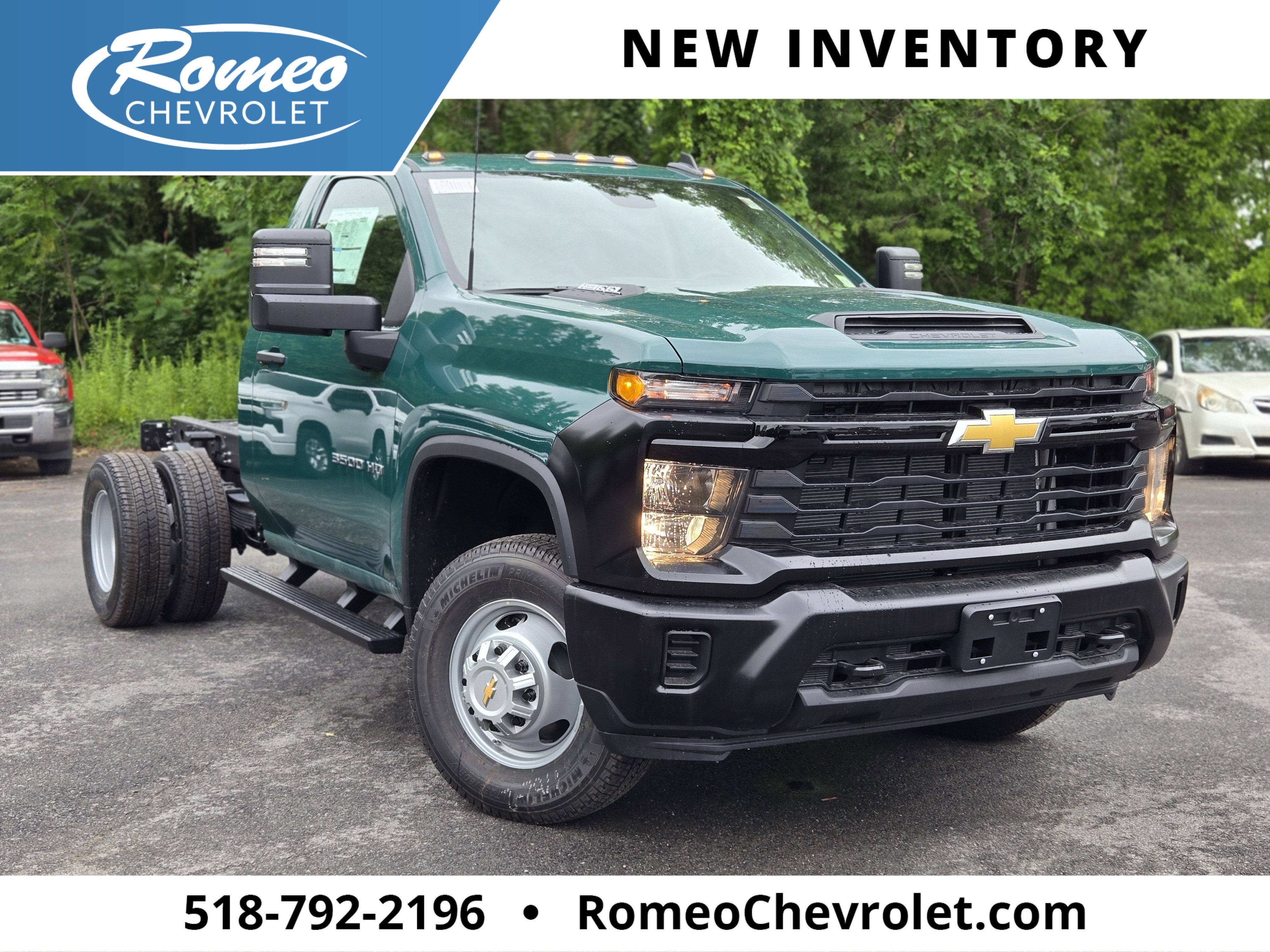 2026 Chevrolet Silverado 3500 HD Chassis Cab Work Truck in Special Exterior Color. — front three-quarter view