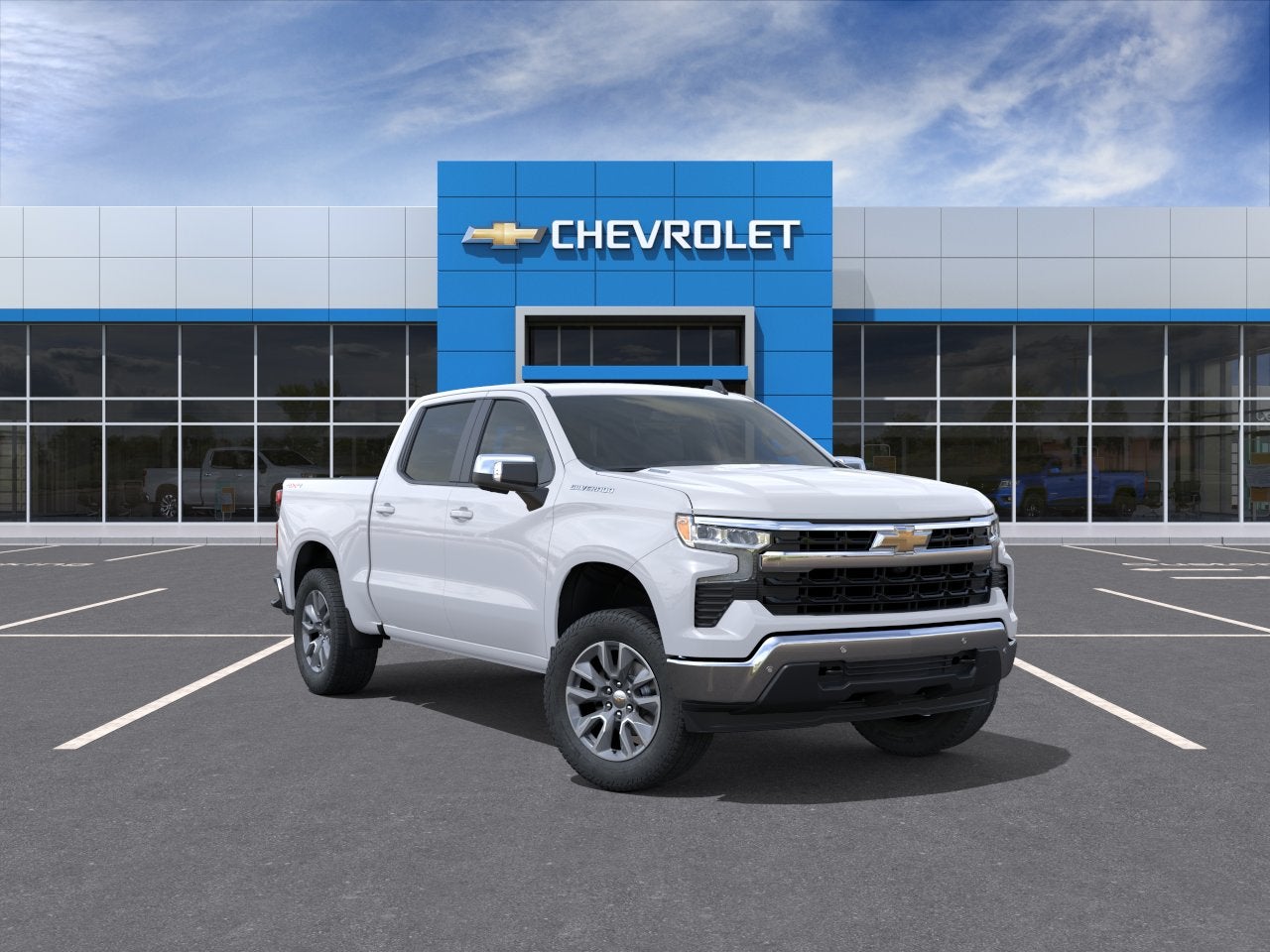 2026 Chevrolet Silverado 1500 LT in Summit White — front three-quarter view
