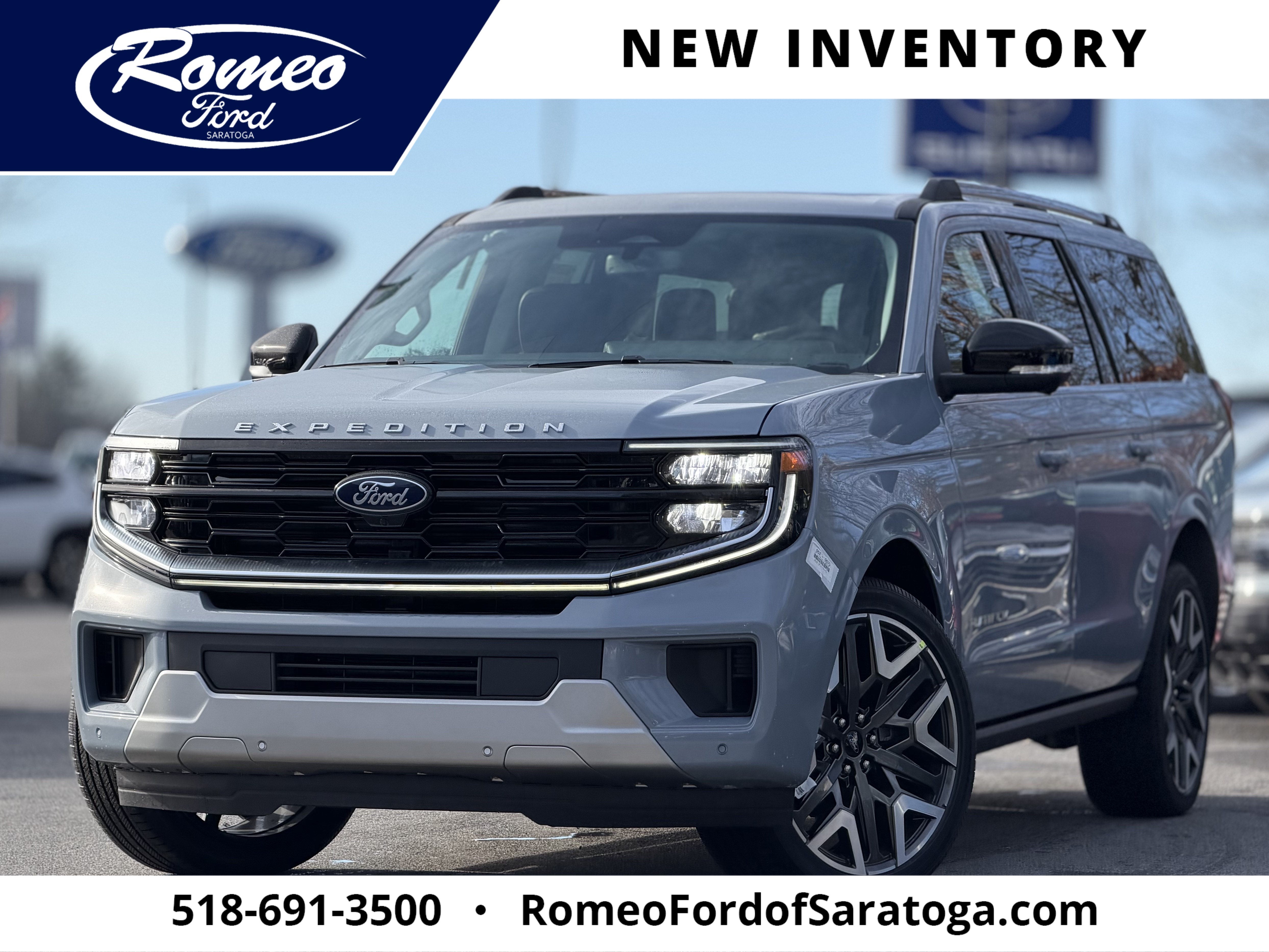 2026 Ford Expedition Max Platinum in Gray — front three-quarter view