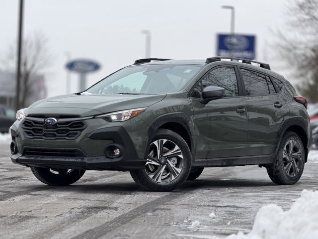 2026 Subaru CROSSTREK Premium in Alpine Green — front three-quarter view