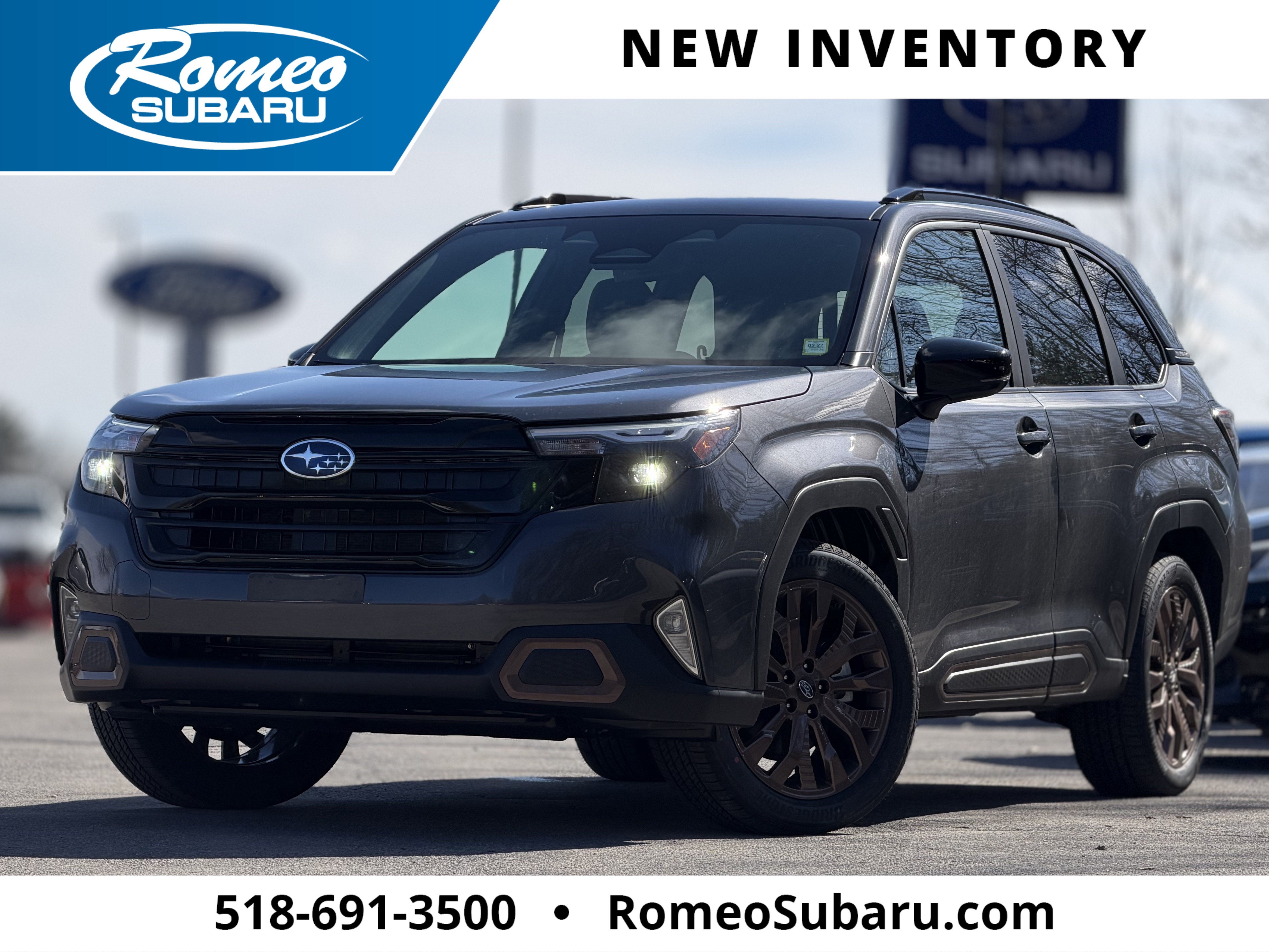 2026 Subaru FORESTER Sport in Magnetite Gray Metallic — front three-quarter view
