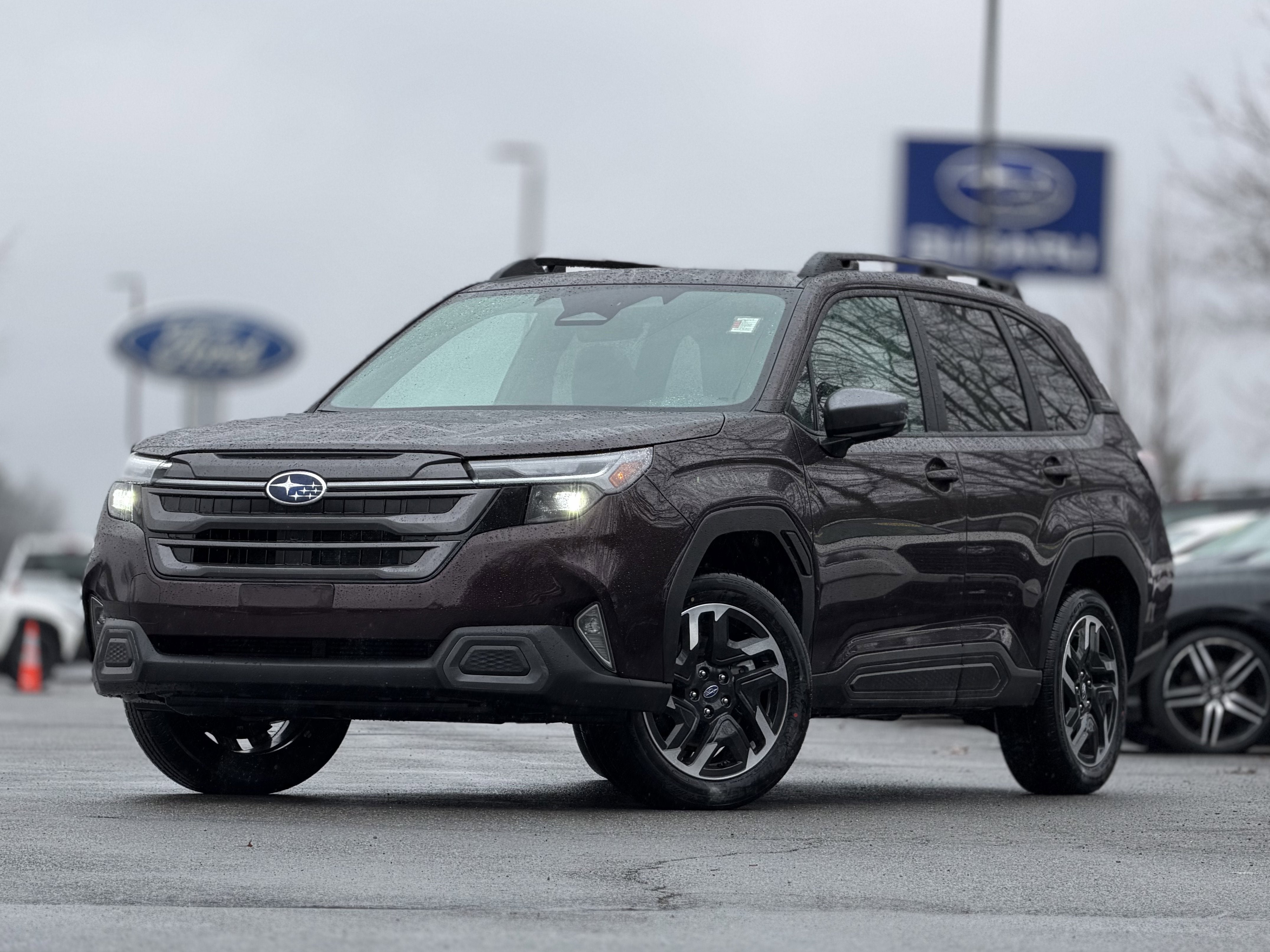 2026 Subaru FORESTER Limited in Dark Mahogany Pearl — front three-quarter view