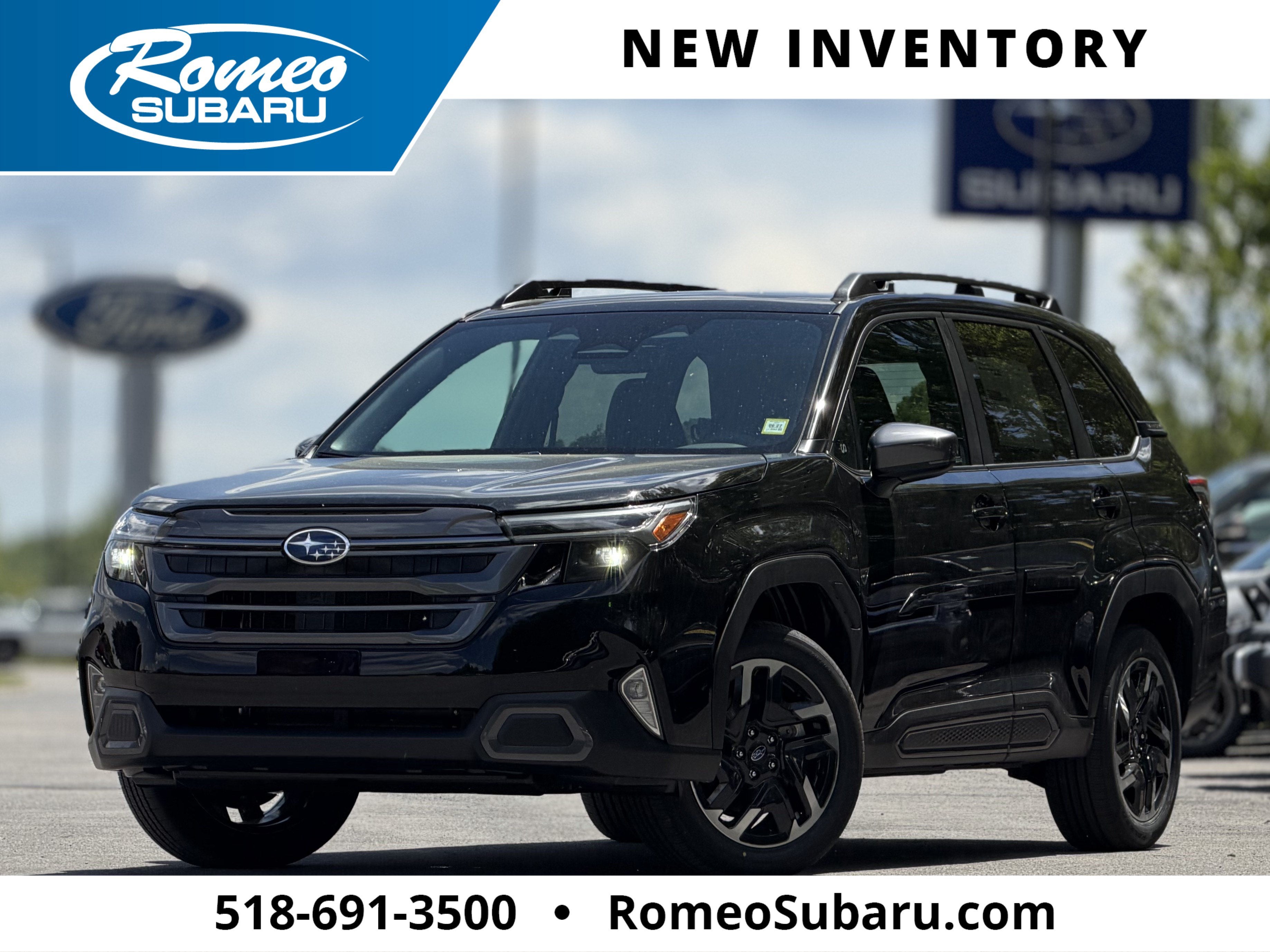 2026 Subaru FORESTER Limited in Crystal Black Silica — front three-quarter view