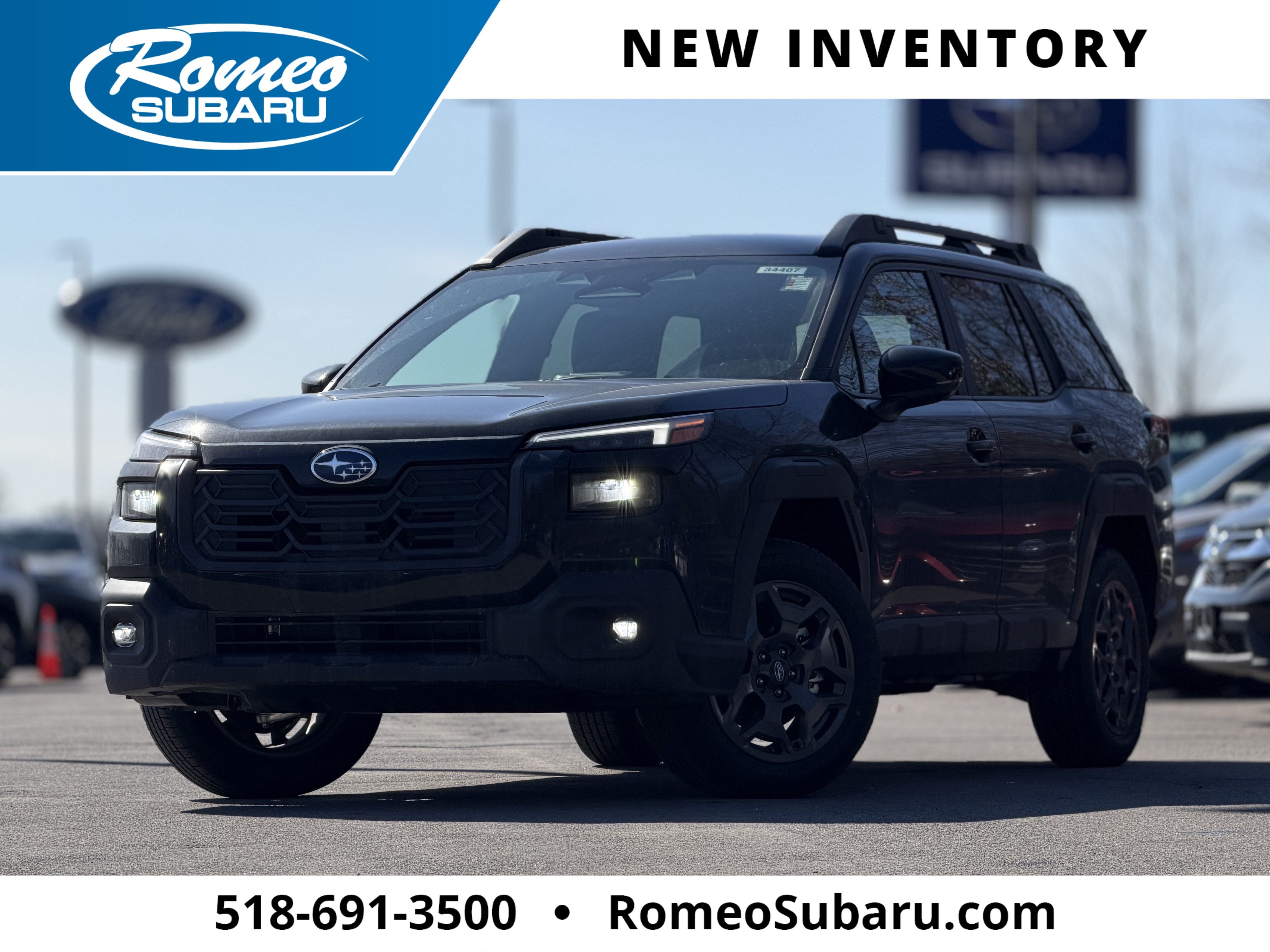 2026 Subaru OUTBACK Premium in Crystal Black Silica — front three-quarter view