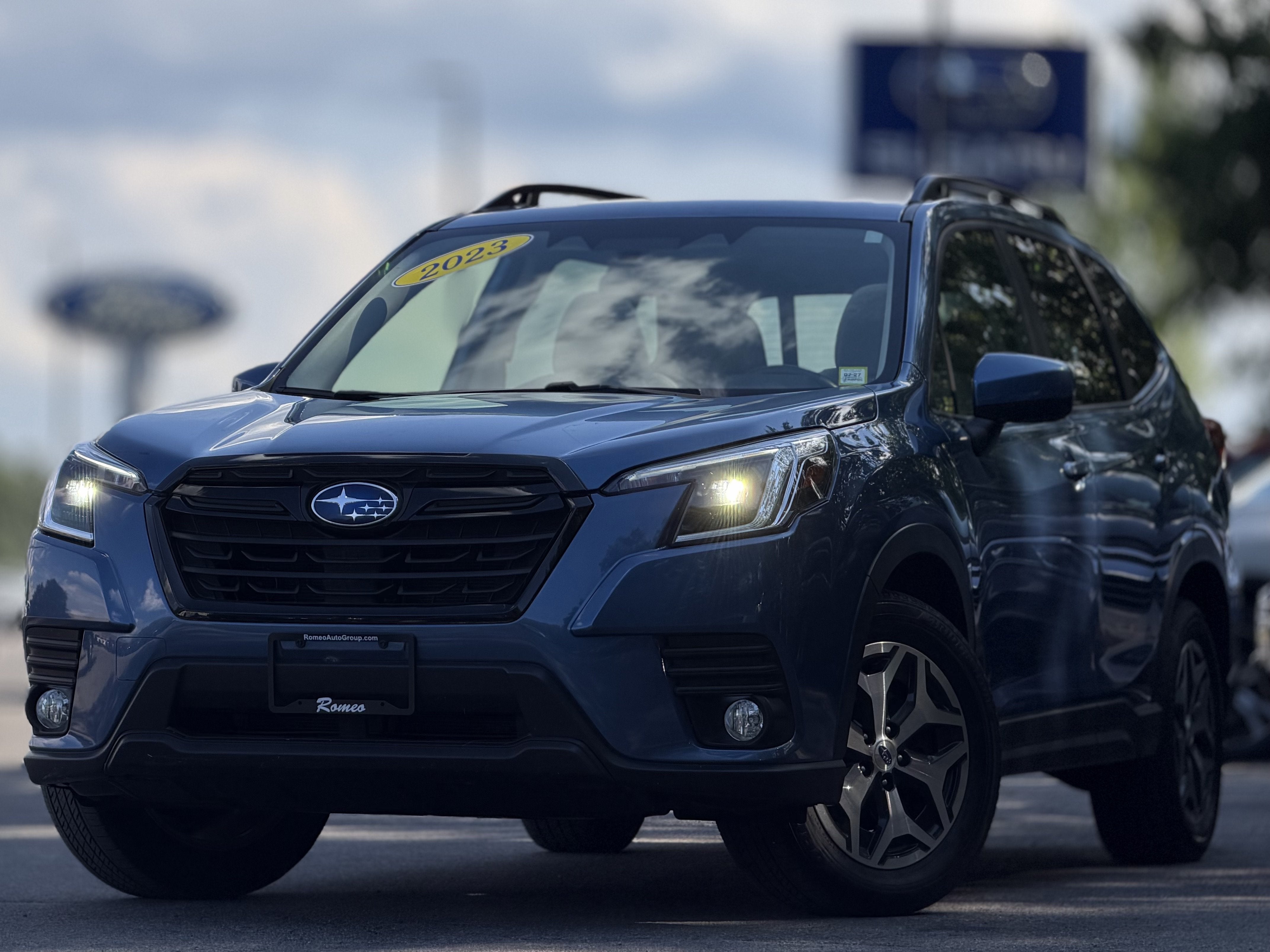 2023 Subaru Forester Premium in Horizon Blue Pearl — front three-quarter view