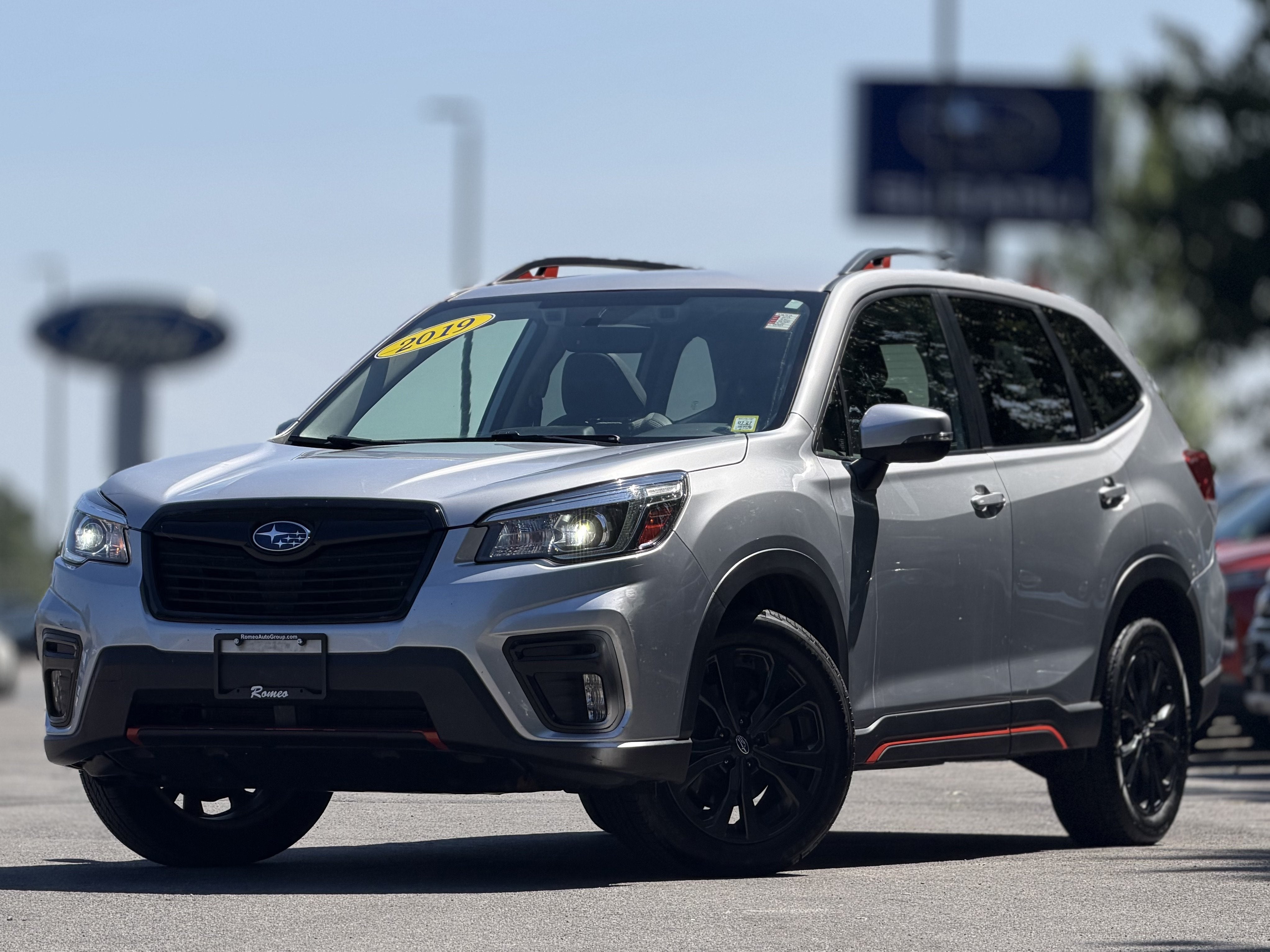 2019 Subaru Forester Sport in Ice Silver Metallic — front three-quarter view