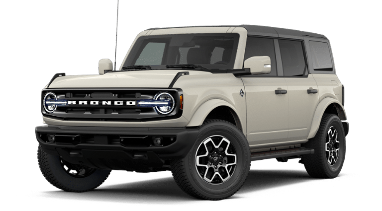 2026 Ford Bronco Outer Banks in Desert Sand — front three-quarter view