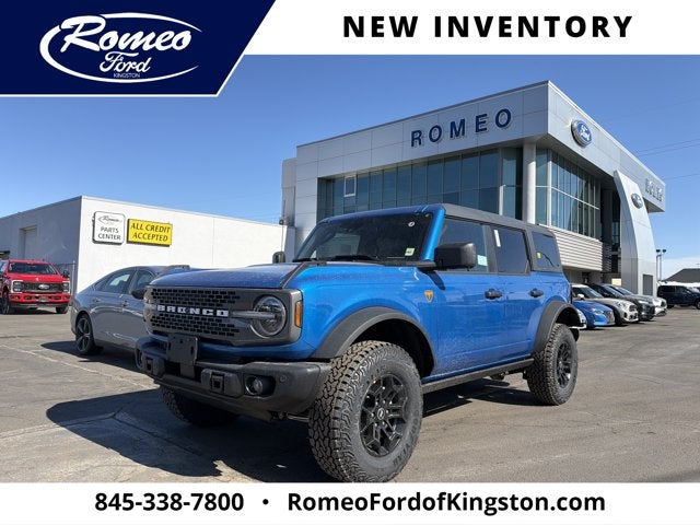 2026 Ford Bronco Badlands in Velocity Blue Metallic — front three-quarter view