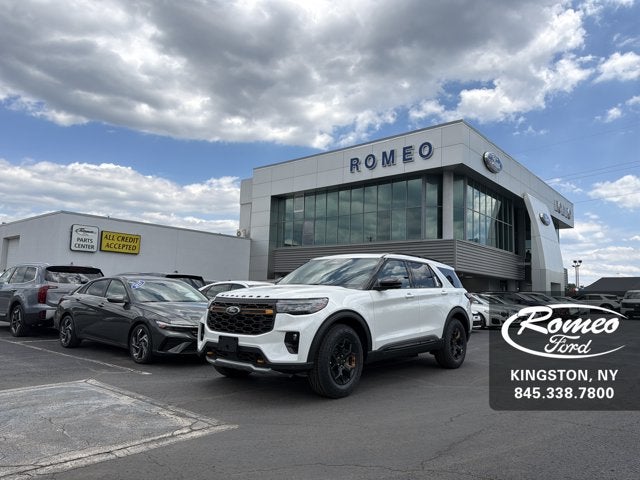 2026 Ford Explorer Tremor in Star White Metallic Tri-Coat — front three-quarter view