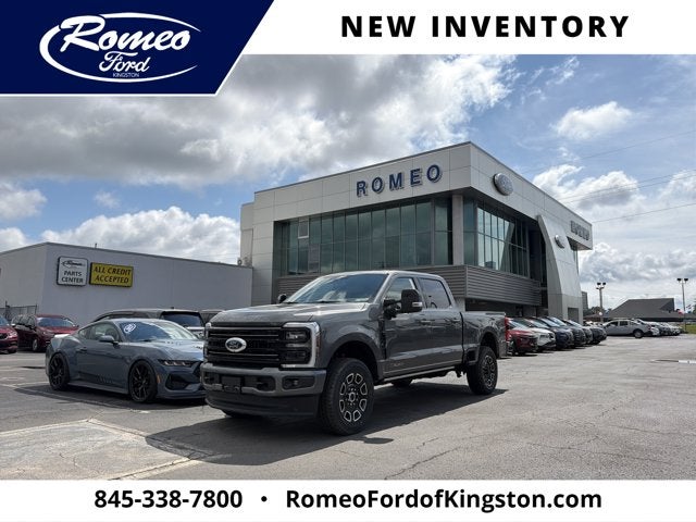 2026 Ford Super Duty F-350 Platinum in Carbonized Gray Metallic — front three-quarter view