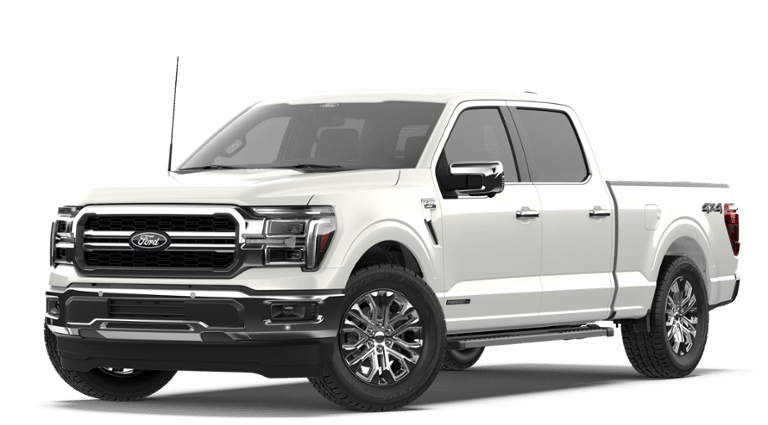 2026 Ford F-150 Lariat in Star White Metallic Tri-Coat — front three-quarter view
