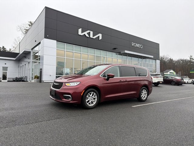 2023 Chrysler Pacifica Touring L in Velvet Red Pearlcoat — front three-quarter view
